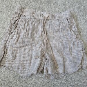 Eileen Fischer 100% Organic Linen Gingham Shorts
